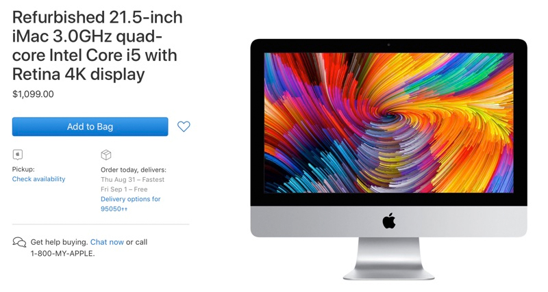Apple открыла продажи восстановленных 21,5-дюймовых iMac 2017
