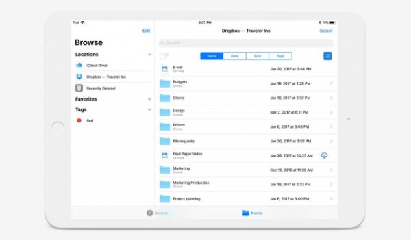 Dropbox получил поддержку приложения Files