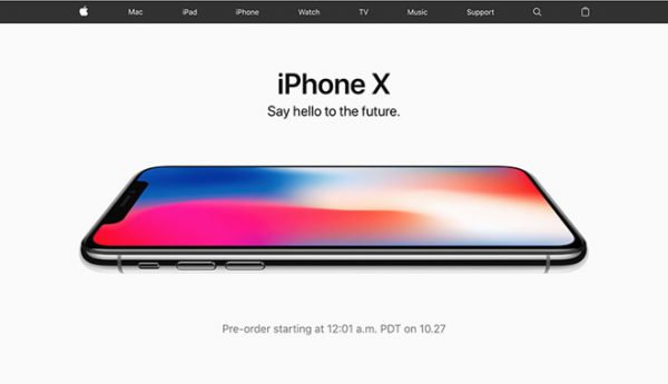 Apple поместила iPhone X на главную страницу сайта