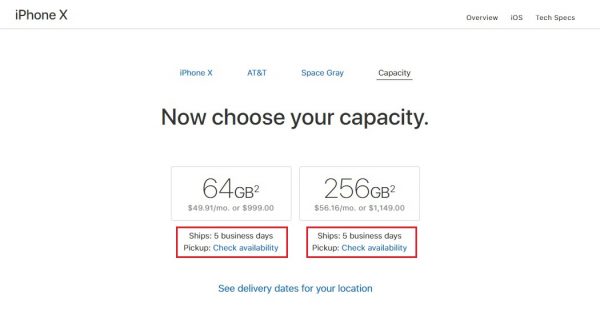 iPhone X доставят за 5 дней