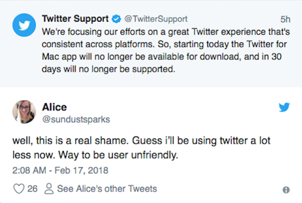 Twitter прекратил поддержку официального приложения для Mac