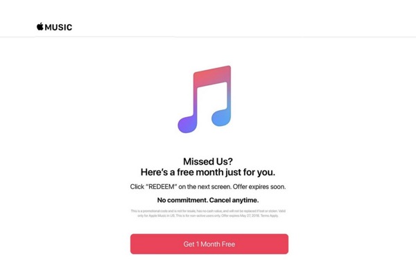 Apple раздает бесплатный месяц подписки в Apple Music некоторым пользователям