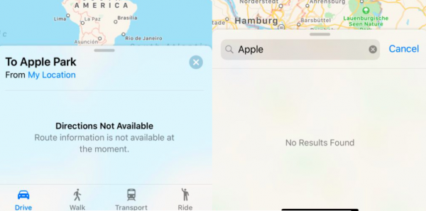 Apple Maps не работают по всему миру