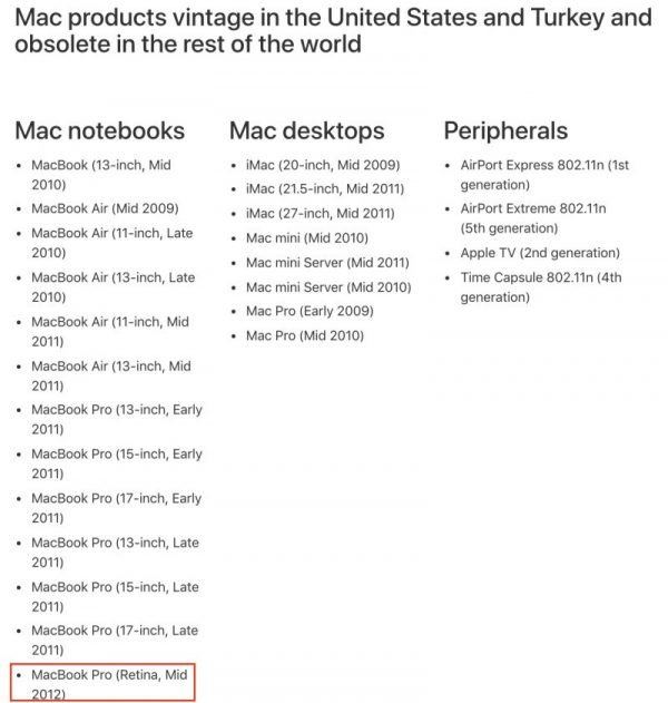 Apple передумала: MacBook Pro 2012 года – больше не устаревший