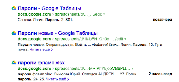 Чужие документы из Google Docs временно можно было найти в Яндексе